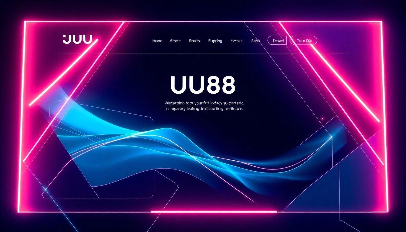 Bold UU88 logo on a vibrant, futuristic background highlighting online security and gaming excellence for accessible digital entertainment.
