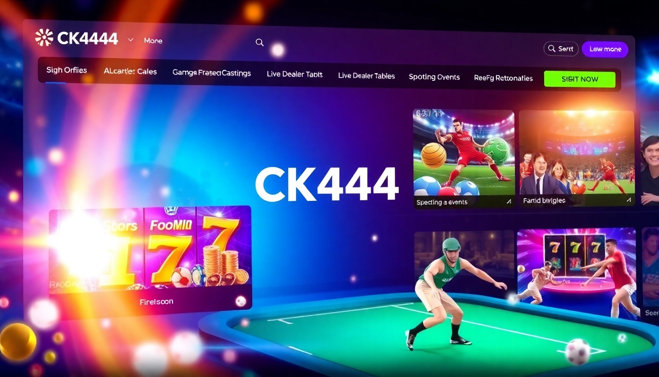 CK 444 online gaming platform showcasing slots, live casino, and sports betting for Bangladesh players