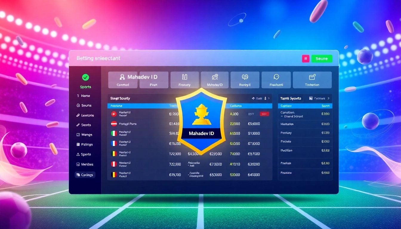 Mahadev ID security dashboard showcasing safe online betting account, vivid graphics and modern design.