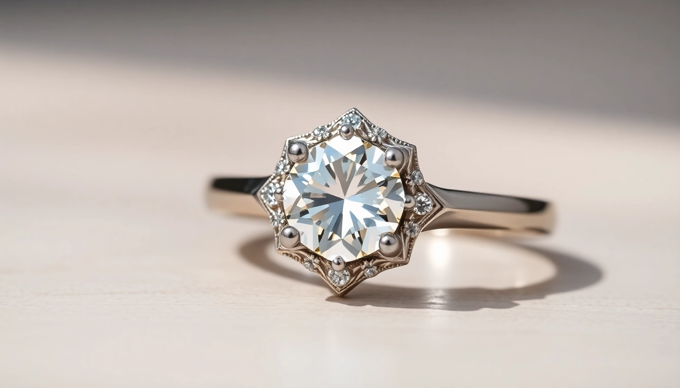 Engagement rings with a diamond featuring a stunning halo setting and intricate craftsmanship, perfect for proposal moments.