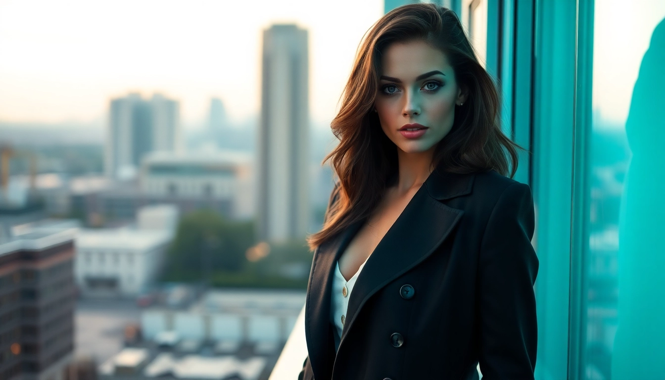 Professional promotion of services showcasing an attractive woman in a stylish outfit for